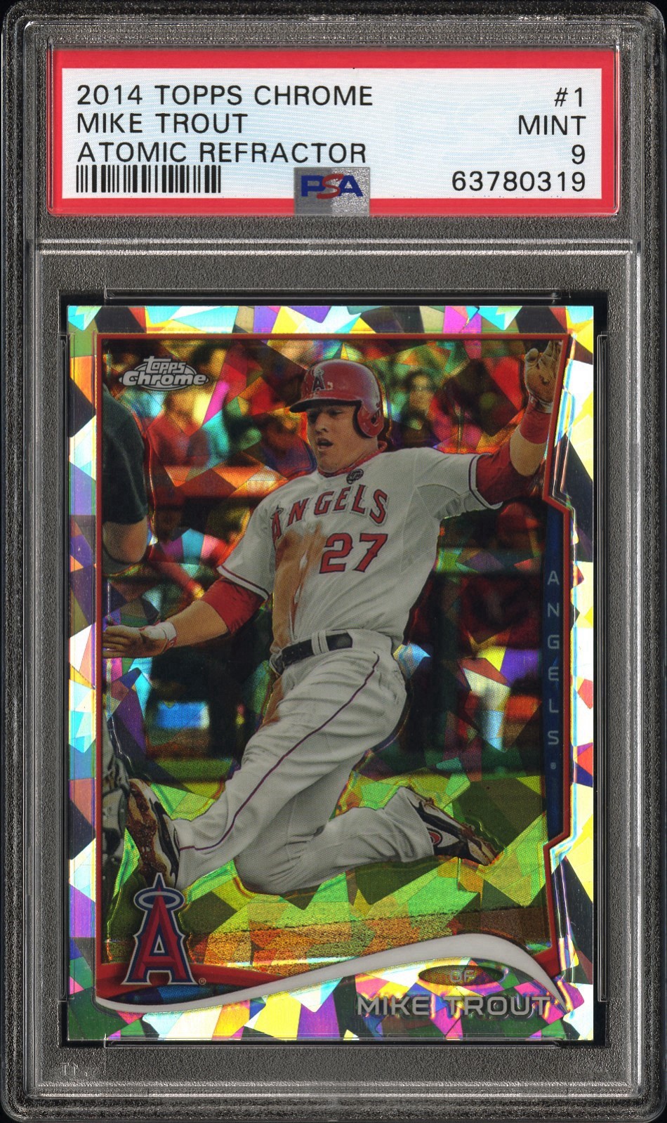 Mike Trout 2014 Topps Chrome ATOMIC REFRACTOR /10 Angels PSA 9 Mint (#1)