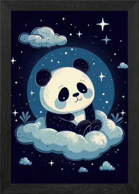 Nacht Panda Bär gerahmtes Wandbild Poster Leinwanddruck Bild