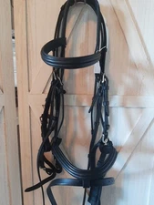 Vespucci Double Raised Snaffle Bridle W Reins -CS