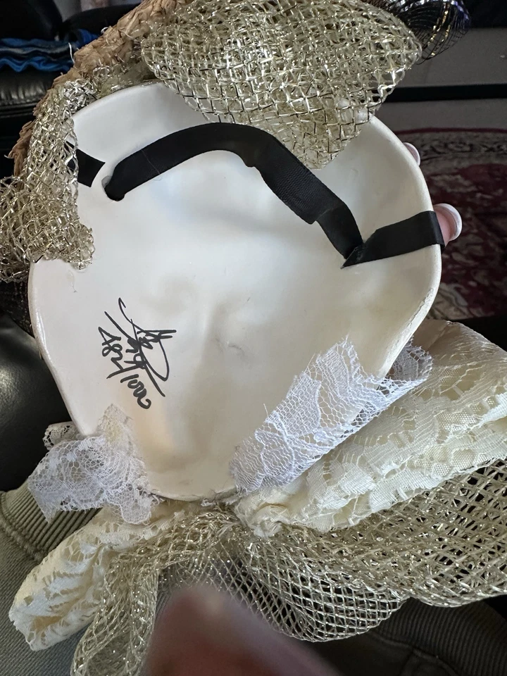 Máscara de pared vintage Art Deco firmada por porcelana dama con sombrero de paja #482/1000 Foto 2 de 2