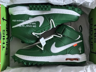 Nike Air Force 1 Mid x Off-White EU 45 US 11 Herren Schuhe Grün Weiß Neuwertig