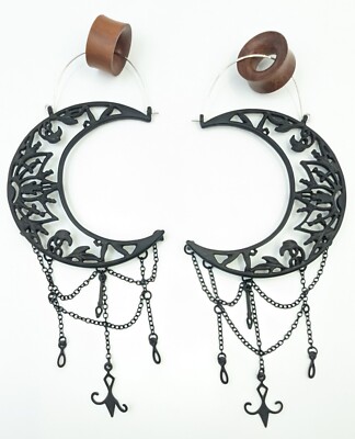 Plug Hoops for Gauges LOTUS FLOWER MOON Hanger Body