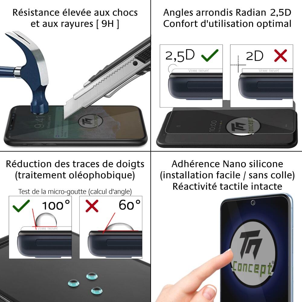 Protection écran Verre Trempé Intégral Pour Oppo A3 - Noir, Adhérence Nano-silicone, TM