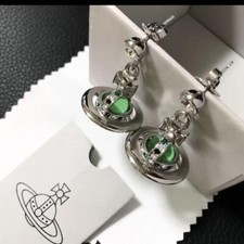 Vivienne Westwood Tiny Orb Silver Green Earrings No BOX accessories V047