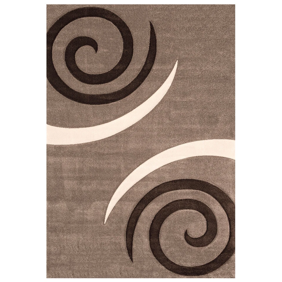 Tapis Moderne Beige Marron Motif Circulaire - Photo 4/4