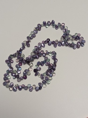 Honora Violet keshi Freshwater Pearl & flourite 36" Necklace in box - Picture 4 of 4