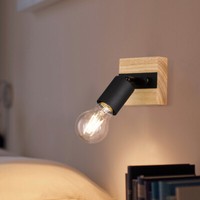 Wandleuchte Holz Wandlampe Verstellbar Retro Vintage Wohnzimmerleuchte Schwarz