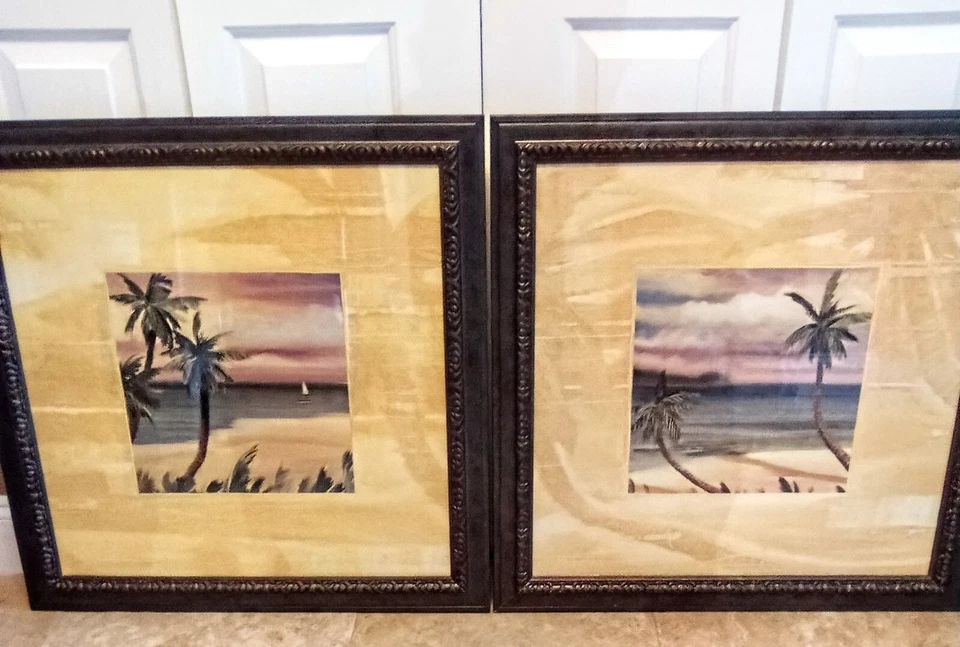 Cuadros de pared paisaje playero enmarcado en madera Foto 2 de 4