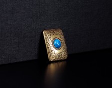 4PC 32X22MM Antique Copper Turquoise Western Flower Decor Saddle Belt Conchos