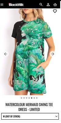 Blackmilk WATERCOLOUR MERMAID SWING TEE DRESS Size Medium M NWT Under the  Sea | eBay