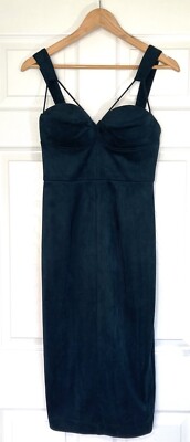 Sheike Kleid Gr. UK 8 Samt smaragdgrün figurbetont strukturiert Midi Korsett