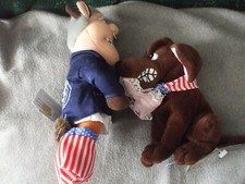 Infamous Meanies plush Bull Clinton and Buddy the dog Idea Factory