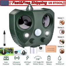 Solar Ultrasonic Animal Repellent Dog Cat Skunk Deer Raccoon For Garden Night US