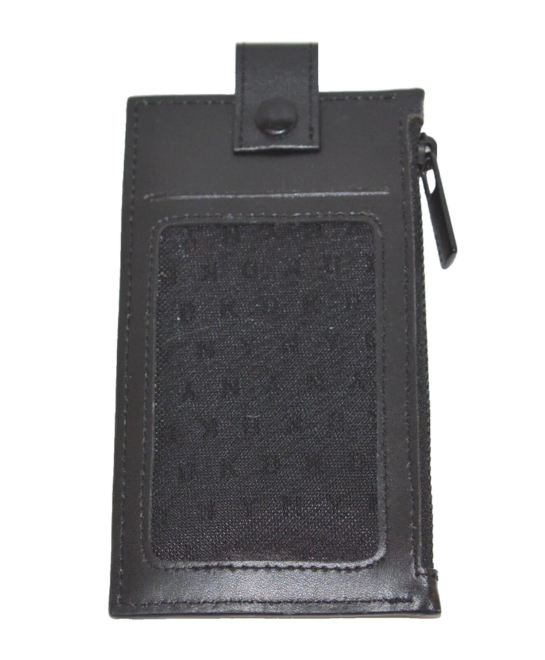 DKNY ID Card Holder Leather Card Case Wallet Zip Pouch Black - Image 3 of 3
