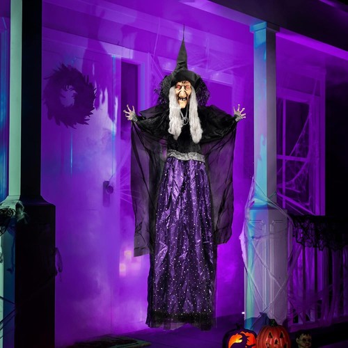 47” Hanging Animated Talking Witch Decoration with Light-Up Eye - Sound Activate - Picture 9 of 9