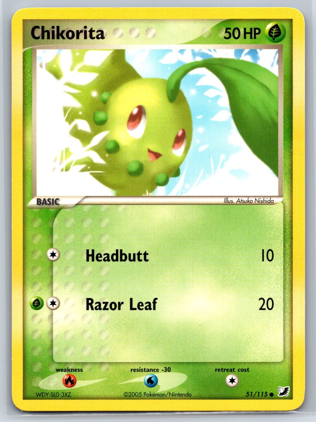 Chikorita - EX Unseen Forces 51/115 Atsuko Nishida Pokemon Card NM