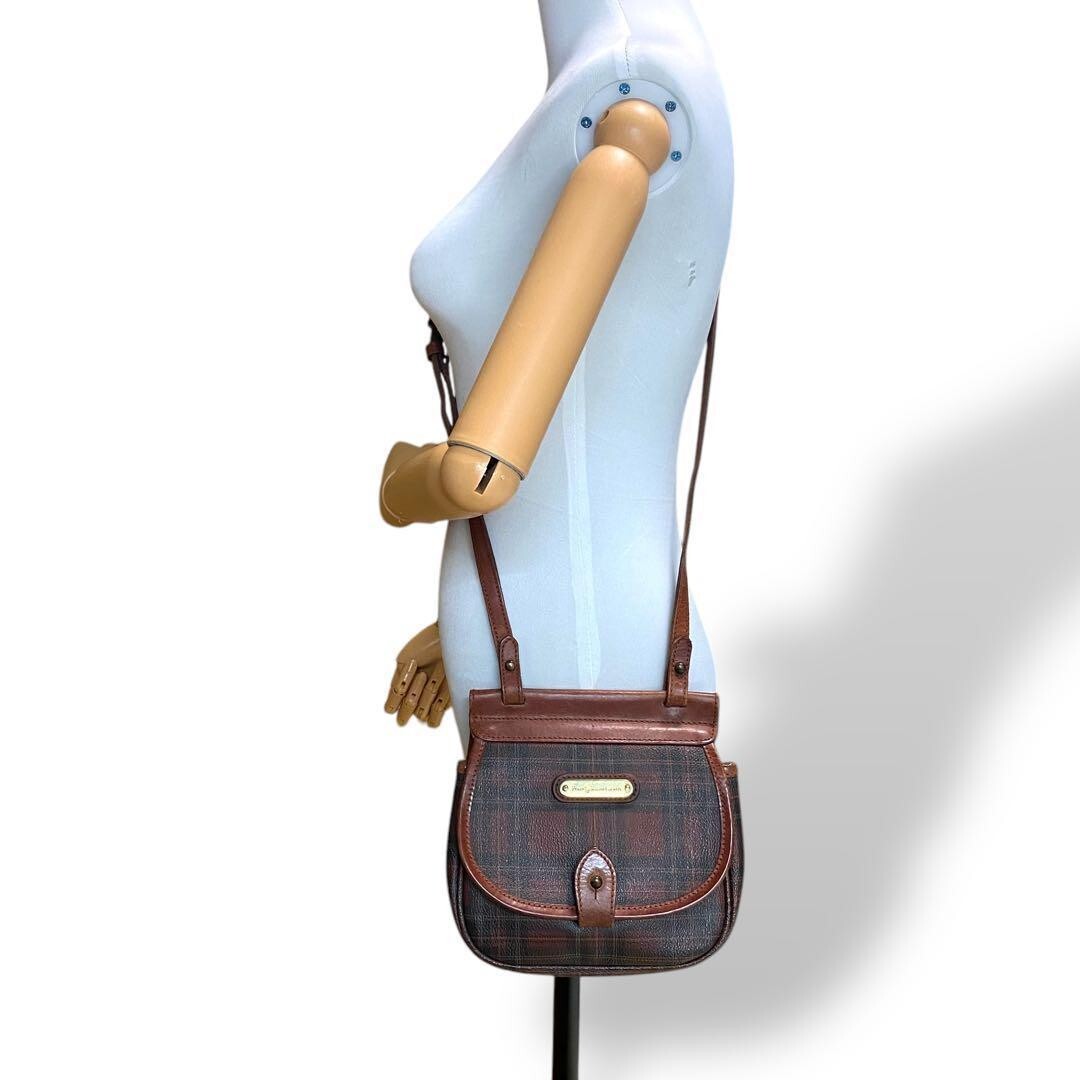 Ralph Lauren Red Tartan Check Shoulder Bag Vintage Rare Gold Metal