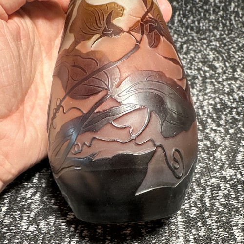 Antike Emile Galle Kamee Glas Blumenvase - Bild 8 von 13