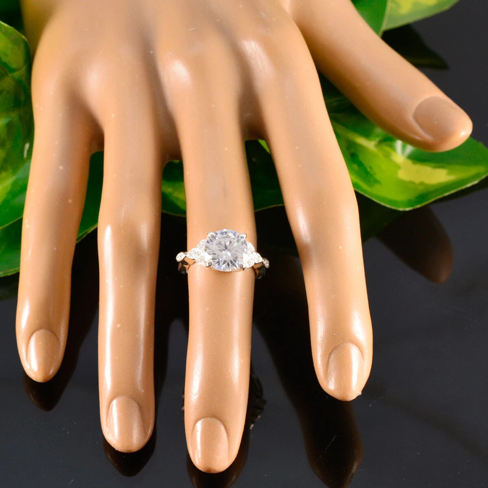 Starlight Sparkle Handgefertigter Statement-Ring aus weißem CZ-Silber - Bild 3 von 4