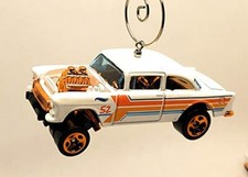 1955 for Chevy Bel Air Gasser White Christmas Ornament 1:64 White