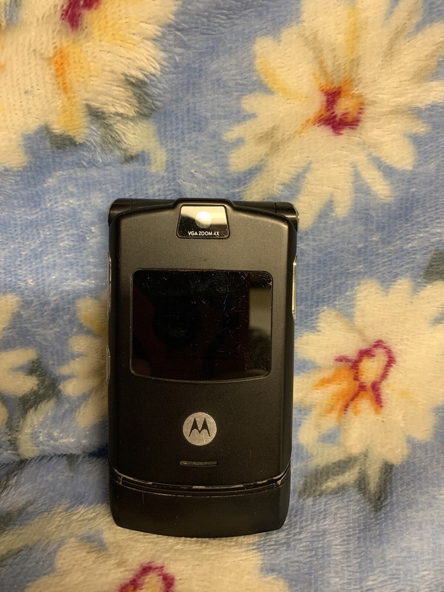 Motorola Razr V3 Black Phone VGA Zoom 4X No Battery | eBay