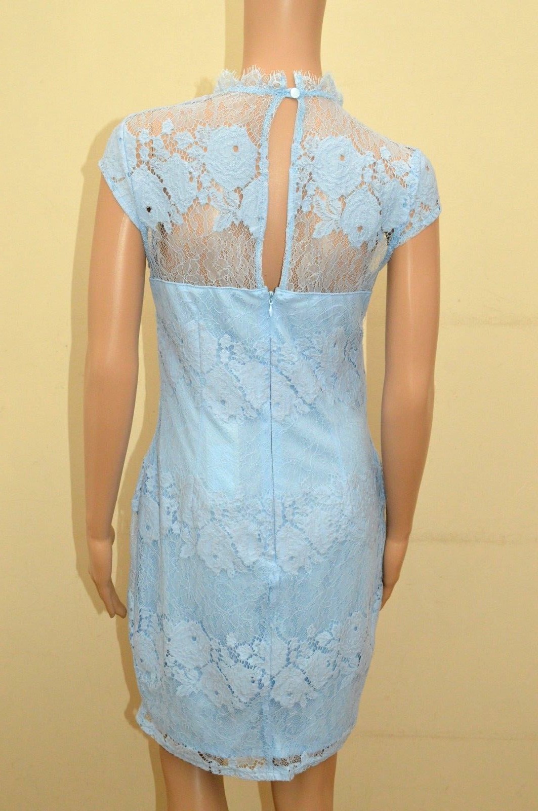 New Lipsy Lace High Neck Cornflower Blue Dress Sz UK 10 & 14 eBay
