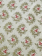 VTG CHRISTMAS WRAPPING PAPER GIFT WRAP GOLD LAUREL WREATH BERRIES GORGEOUS NOS