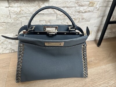 RARE Fendi Selleria Peekaboo Bag Leather with Python Whipstitch 