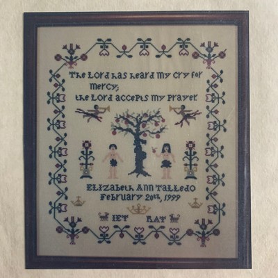 Adam and Eve Cross Stitch Sampler Chart Pattern by Finger Work - HTF