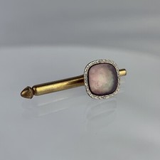 Single Black MOP Pearl 10k Gold Plated Tuxedo Shirt Stud Swank Square VTG L1