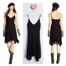 $398 NWT - POLO RALPH LAUREN Womens CROCHET Black ASYMMETRICAL HEM DRESS - S