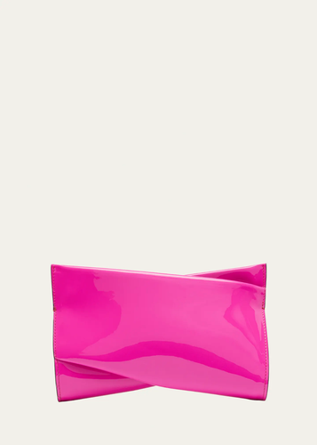 100% AUTHENTIC NEW CHRISTIAN LOUBOUTIN LOUBITWIST SMALL PINK PATENT CLUTCH BAG