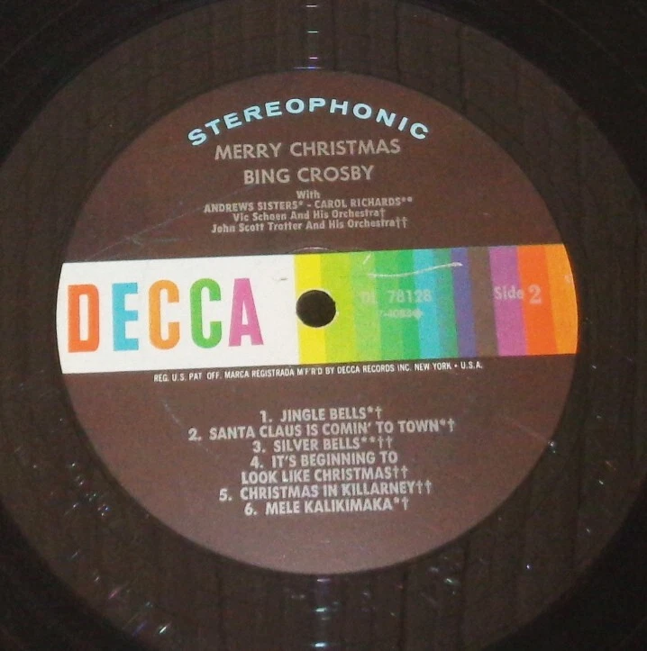 Merry Christmas Bing Crosby Decca Records Vintage 1955 LP Record DL 78128 - Image 4 of 4