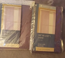 NEW! ESSENTIAL HOME (2-PANELS) ●LAVENDER● Sheer Voile 59" W x 63" L Panels. 