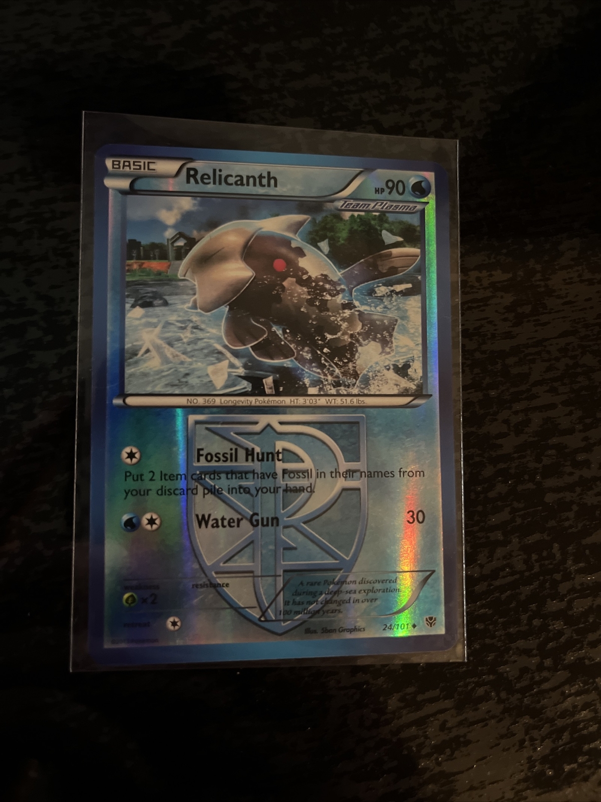 Relicanth 24/101 - Uncommon - Reverse Holo - English Pokemon Plasma Blast NM
