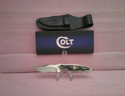 Very Rare NIB with Leather Sheath Colt Full Tang Stag Bone Handle Hunting Knife! - Picture 7 of 11