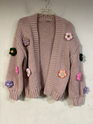 Anna &Ava Crochet Daisy Cardigan, Pink W/ Daisy Flowers, OS**