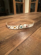 Vintage 80s Women/Juniors Retro Rhinestone white Fashion Belt Size 32" Boho