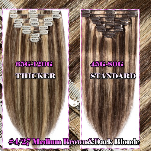 Extension Capelli Umani Clip Doppio Disegno CLEARANCE Testa Piena 100% Capelli Remy NJ - Foto 22 di 30