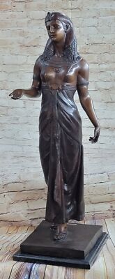 34''x11''Bronze Sculpture Art Nouveau Deco Egyptian Revival Royal Princess Art NR