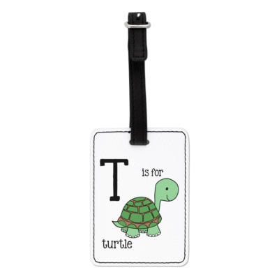 Gift Base Buchstabe T Schildkröte Gepäckanhänger Faux Leder Reisealphabet