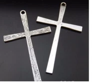 X LARGE steel ITALIAN  CROSS CRUCIFIX GOD pendant SILVER 20" necklace men male
