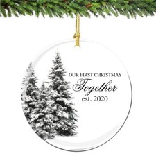Our 1st Christmas Together Ornament 2022 Wonderland Porcelain Ornament Boyfriend