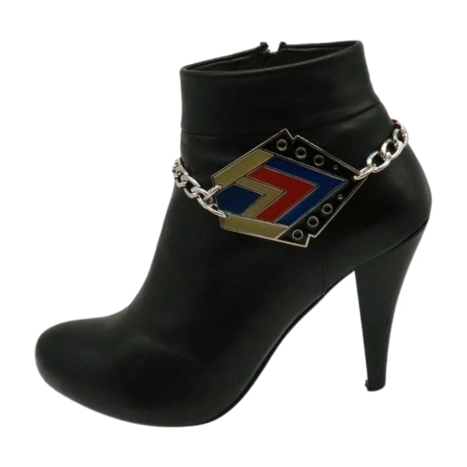 Women Silver Metal Western Boot Chain Bracelet Shoe Ethnic Charm Native Style - Imagem 3 de 4