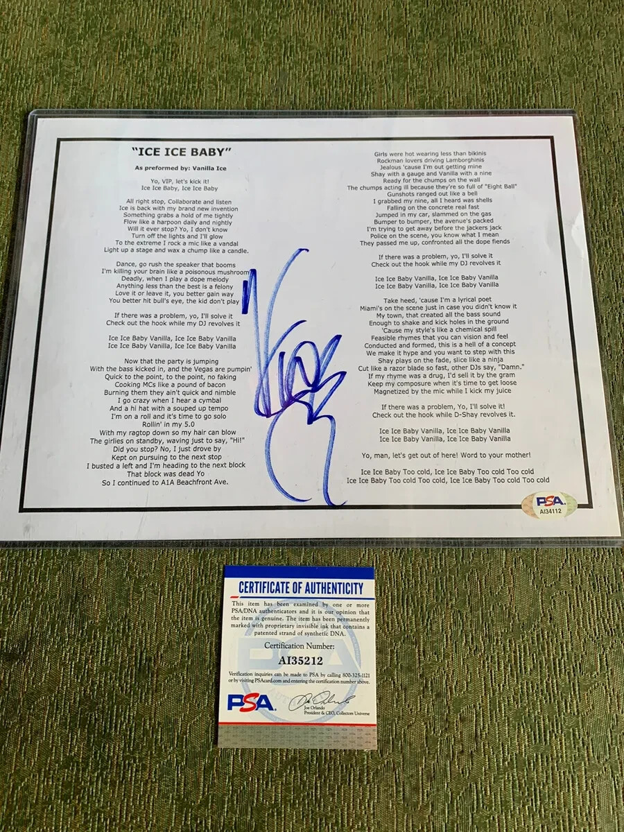 Vanilla Ice Autographed Signed Rapper - Actor 8x10 Photo - PSA/DNA COA - Rob Van Winkle 