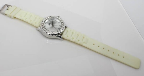 Sparkling Rhinestone Surround Face, CUR100 Womens Watch, White Strap/Face - Picture 3 of 4