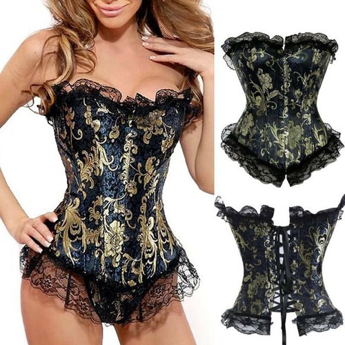 Corsets for Women Corset Top Bustier Overbust Lace Up Waist Trainer Shaper Plus - Picture 39 of 52