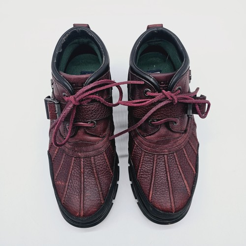 Polo Ralph Lauren Maroon Men’s Size 9D Dover III Boots Leather Lace Buckle - Picture 3 of 21