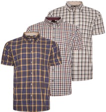 Mens KAM Cotton Rich Check Short Sleeve Button Shirt Work Casual Big Size 2-8XL