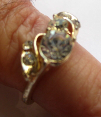 Bague Large Or Effet Diamanté - Style Vintage, Taille 56, Parfait état